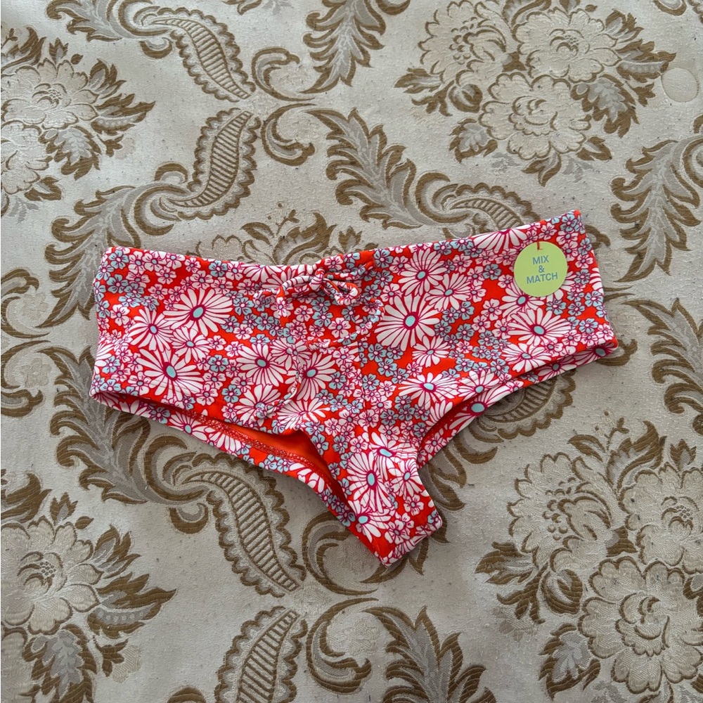 Forever 21 Red and White Floral Bikini Bottoms